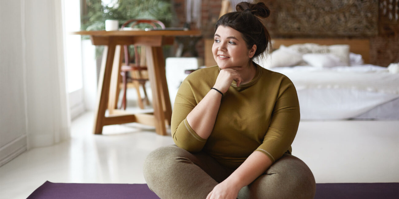 charming positive overweight young female