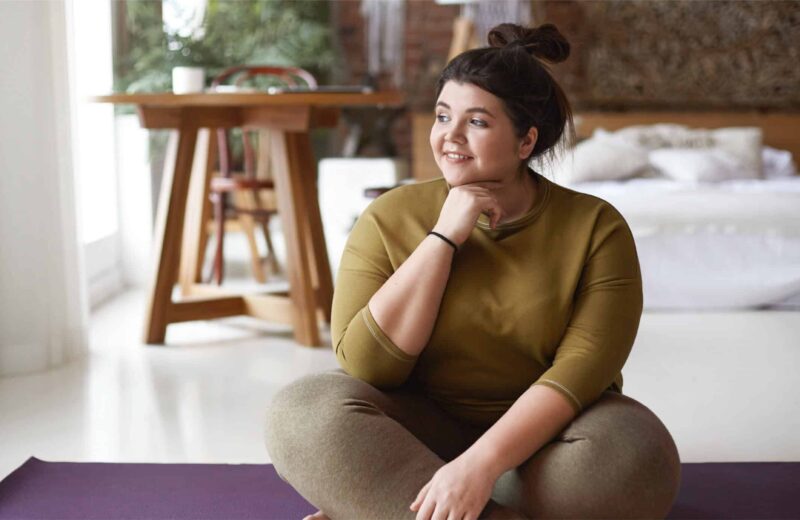 charming positive overweight young female