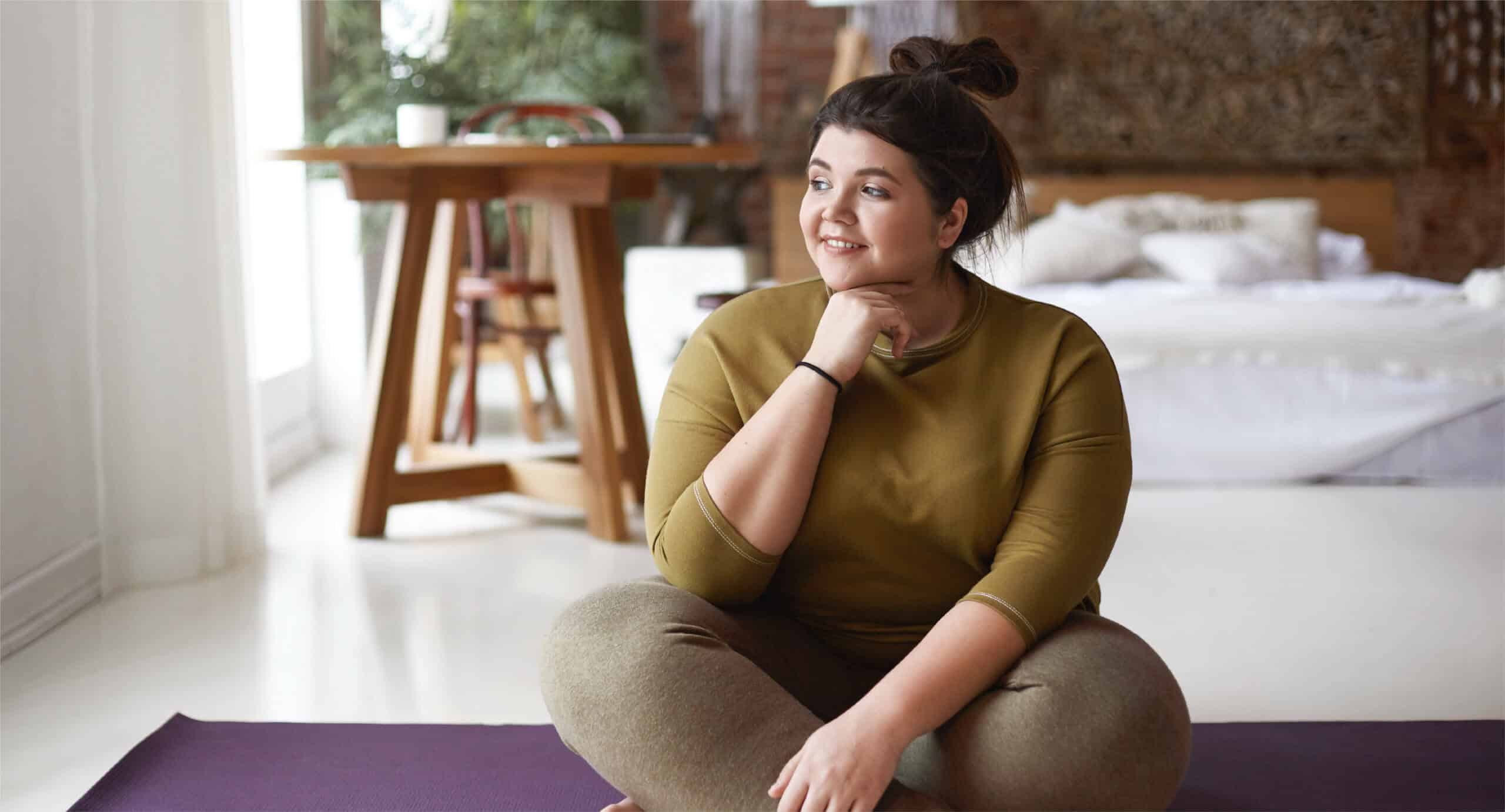 charming positive overweight young female